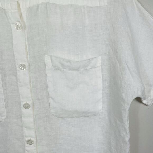 Lauren Alexandra 100% Linen Top Size 10 White Classic Button Up Boxy Beach - Picture 5 of 8
